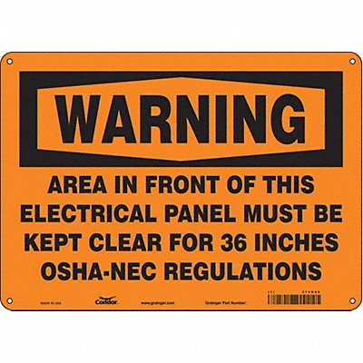 CONDOR 475N88 Safety Sign 10 in x 14 in Aluminum