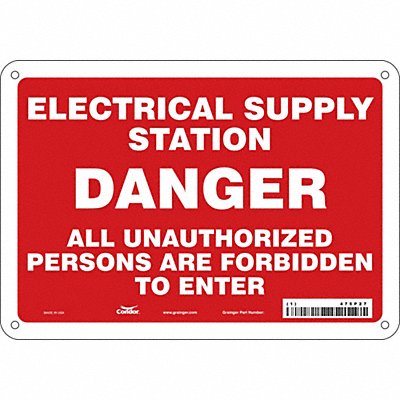 CONDOR 475P27 Safety Sign 7 in x 10 in Polyethylene
