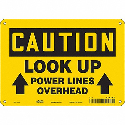 CONDOR 475P49 Safety Sign 7 in x 10 in Aluminum