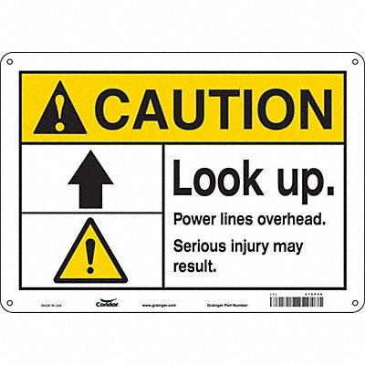 CONDOR 475P56 Safety Sign 10 in x 14 in Aluminum