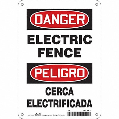 CONDOR 475P87 Safety Sign 10 inx7 in Polyethylene