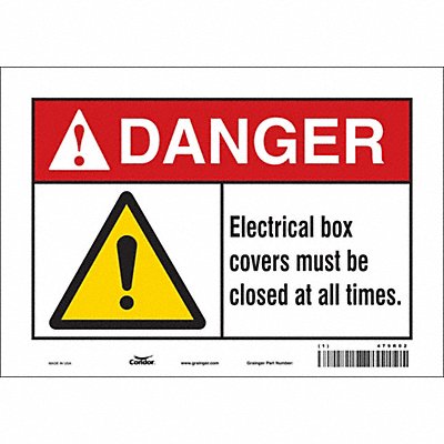 CONDOR 475R02 Safety Sign 7 inx10 in Vinyl