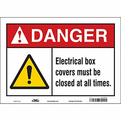 CONDOR 475R03 Safety Sign 10 in x 14 in Vinyl