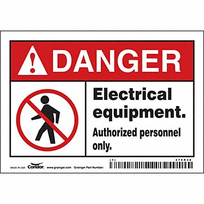 CONDOR 475R38 Safety Sign 3.5in x 5in Vinyl