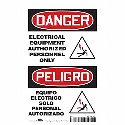 CONDOR 475R61 Safety Sign 10 inx7 in Vinyl