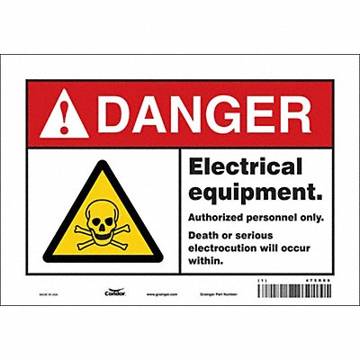 CONDOR 475R89 Safety Sign 7 inx10 in Vinyl