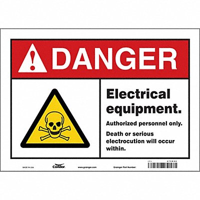 CONDOR 475R90 Safety Sign 10 inx14 in Vinyl