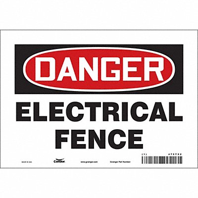 CONDOR 475T02 Safety Sign 7 in x 10 in Vinyl