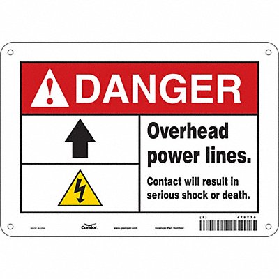 CONDOR 475T70 Safety Sign 7 in x 10 in Polyethylene