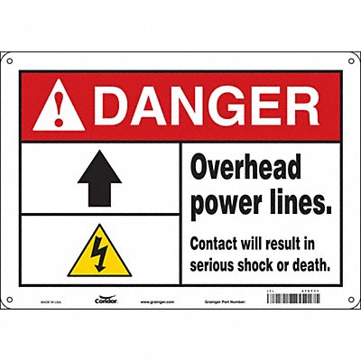 CONDOR 475T71 Safety Sign 10 in x 14 in Polyethylene