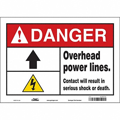 CONDOR 475T73 Safety Sign 10 inx14 in Vinyl