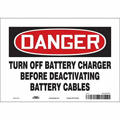 CONDOR 475T97 Safety Sign 7 in x 10 in Vinyl