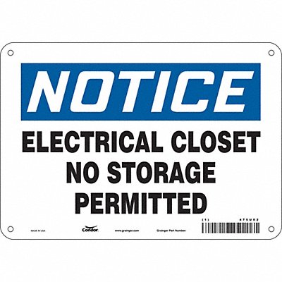 CONDOR 475U02 Safety Sign 7 inx10 in Polyethylene