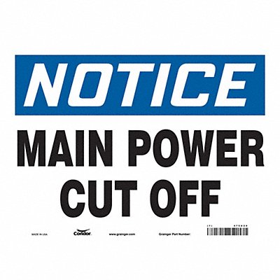 CONDOR 475U24 Safety Sign 10 in x 14 in Vinyl