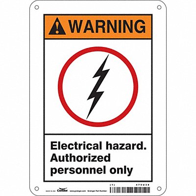 CONDOR 475U38 Safety Sign 10 in x 7 in Aluminum