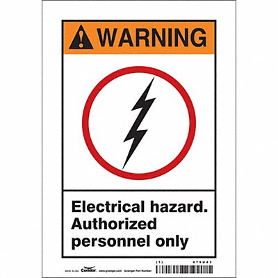 CONDOR 475U43 Safety Sign 10 inx7 in Vinyl