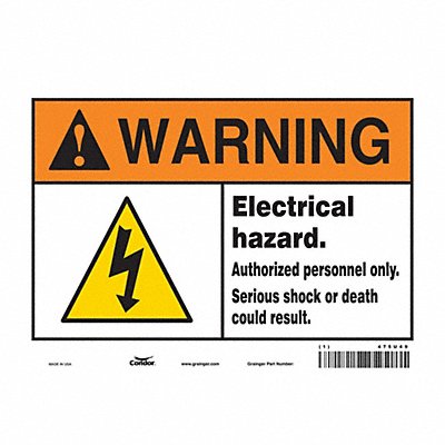 CONDOR 475U49 Safety Sign 7 inx10 in Vinyl