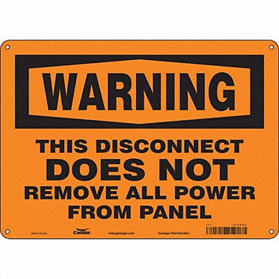 CONDOR 475U52 Safety Sign 10 in x 14 in Aluminum