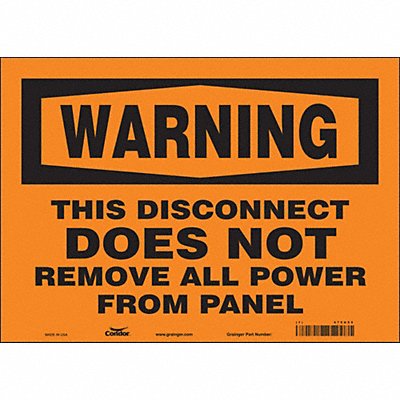 CONDOR 475U55 Safety Sign 10 inx14 in Vinyl