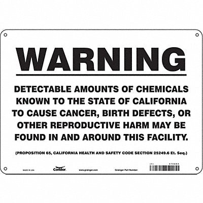 CONDOR 475U65 Safety Sign 14 Wx10 H 0.032 Thickness