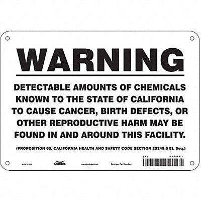 CONDOR 475U67 Safety Sign 10 Wx7 H 0.055 Thickness