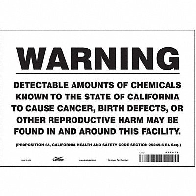 CONDOR 475U70 Safety Sign 10 Wx7 H 0.004 Thickness