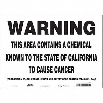 CONDOR 475U78 Safety Sign 14 Wx10 H 0.004 Thickness