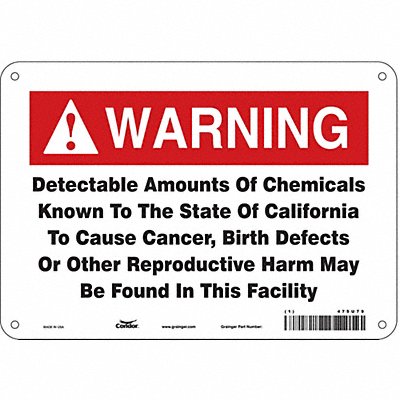 CONDOR 475U79 Safety Sign 10 Wx7 H 0.032 Thickness