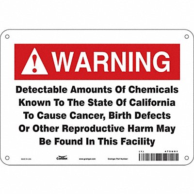 CONDOR 475U81 Safety Sign 10 Wx7 H 0.055 Thickness