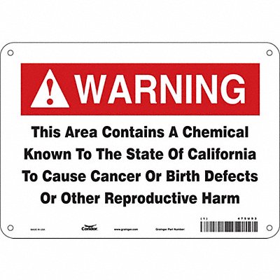 CONDOR 475U93 Safety Sign 10 Wx7 H 0.055 Thickness