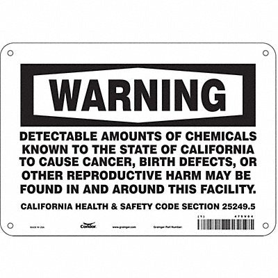 CONDOR 475V04 Safety Sign 10 Wx7 H 0.032 Thickness