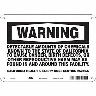 CONDOR 475V06 Safety Sign 10 Wx7 H 0.055 Thickness