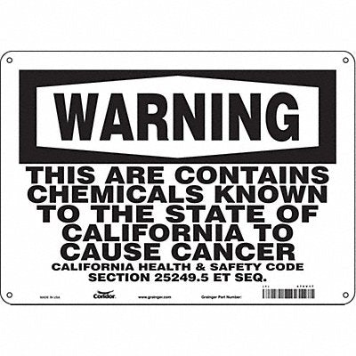 CONDOR 475V17 Safety Sign 14 Wx10 H 0.032 Thickness