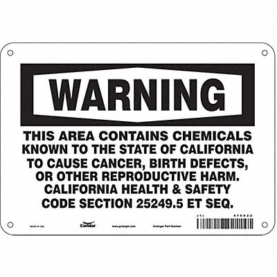 CONDOR 475V22 Safety Sign 10 Wx7 H 0.032 Thickness