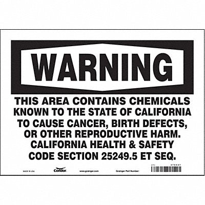 CONDOR 475V27 Safety Sign 14 Wx10 H 0.004 Thickness