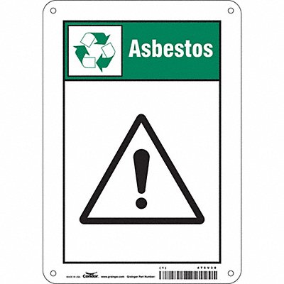 CONDOR 475V30 Safety Sign 10 in x 7 in Polyethylene