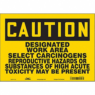 CONDOR 475V51 Safety Sign 10 in x 14 in Vinyl