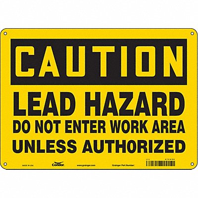 CONDOR 475V59 Safety Sign 10 inx14 in Aluminum