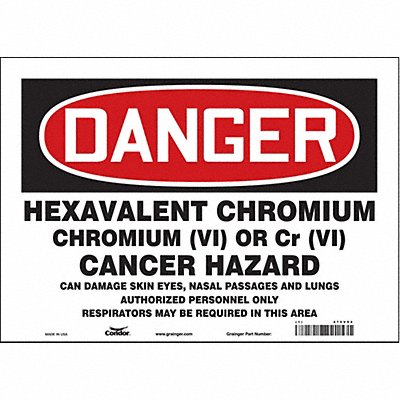 CONDOR 475V94 Safety Sign 10 in x 14 in Vinyl