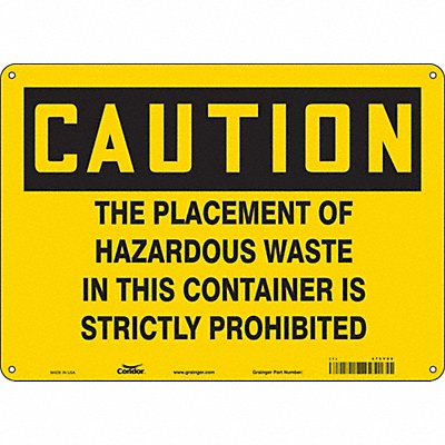 CONDOR 475Y09 Safety Sign 10 in x 14 in Aluminum