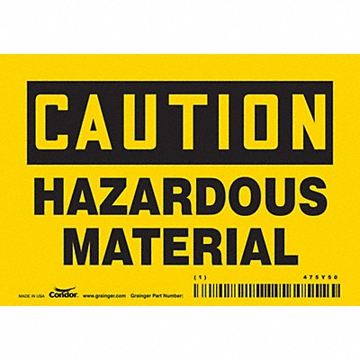 CONDOR 475Y50 Safety Sign 3 1/2 inx5 in Vinyl