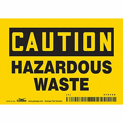 CONDOR 475Y58 J8214 Safety Sign 3 1/2 inx5 in Vinyl