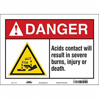 CONDOR 475Z74 Safety Sign 10 in x 14 in Vinyl