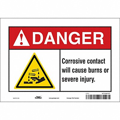 CONDOR 476A07 Safety Sign 7 in x 10 in Vinyl
