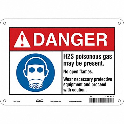CONDOR 476A18 Safety Sign 7 in x 10 in Polyethylene