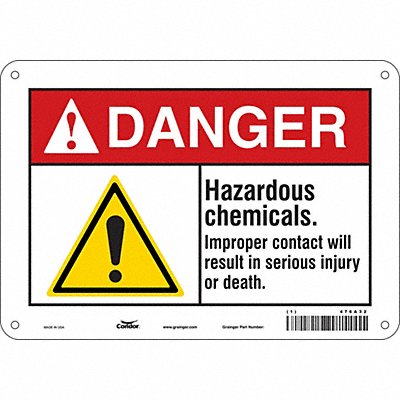 CONDOR 476A32 Safety Sign 7 in x 10 in Polyethylene