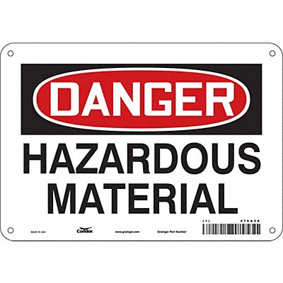CONDOR 476A50 Chemical Sign 7 in x 10 in Aluminum
