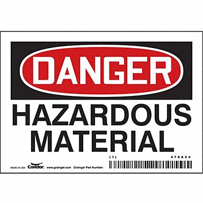 CONDOR 476A54 Safety Sign 3 1/2 inx5 in Vinyl