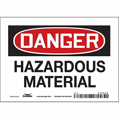 CONDOR 476A55 Safety Sign 5 in x 7 in Vinyl