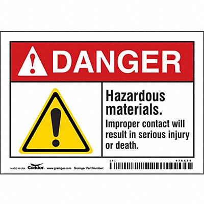 CONDOR 476A70 Safety Sign 3.5in x 5in Vinyl